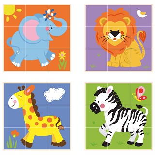 Stacking cube puzzle - wild animals - 9 pieces
